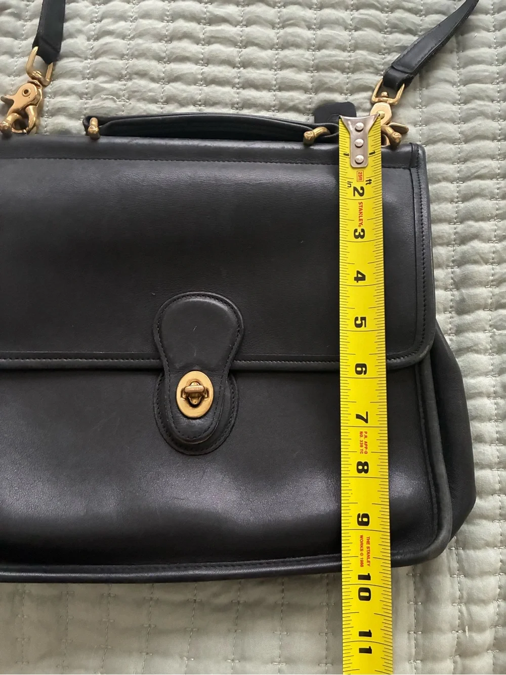 Vintage Coach Willis Black Leather Satchel with Gold Hardware